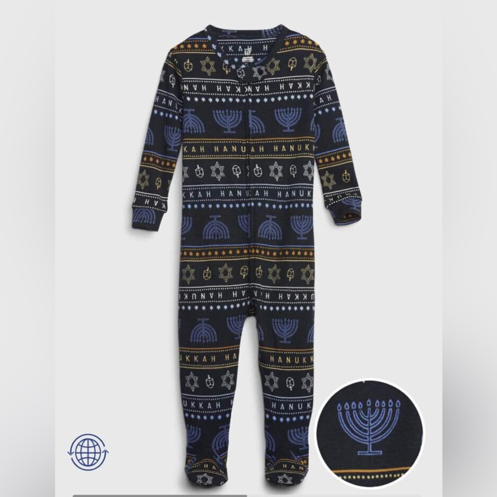 babyGap 100% Organic Cotton Hanukkah Pajamas One-Piece